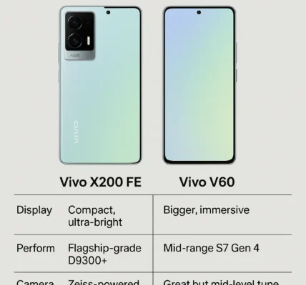 Vivo X200 FE vs Vivo V60 side-by-side comparison – compact flagship vs sleek mid-range phone 2025