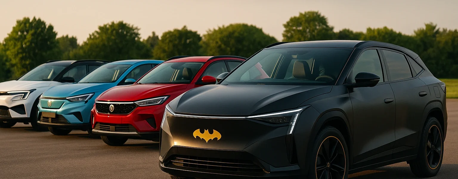 Mahindra BE 6 Batman Edition alternatives in India 2025 featuring Tata Harrier EV, Tata Curvv EV, Mahindra XEV 9e, MG ZS EV, and BYD Atto 3 premium electric SUVs with futuristic design and long-range performance.