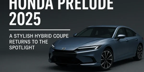 Honda Prelude 2025 hybrid coupe front view with sleek headlights and sporty styling