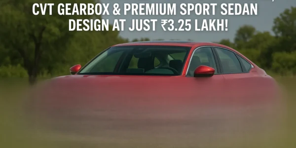 लाल Honda Civic 2025 स्पोर्ट सेडान, LED हेडलाइट और एयरोडायनामिक डिज़ाइन के साथ बाहर खड़ी हुई।