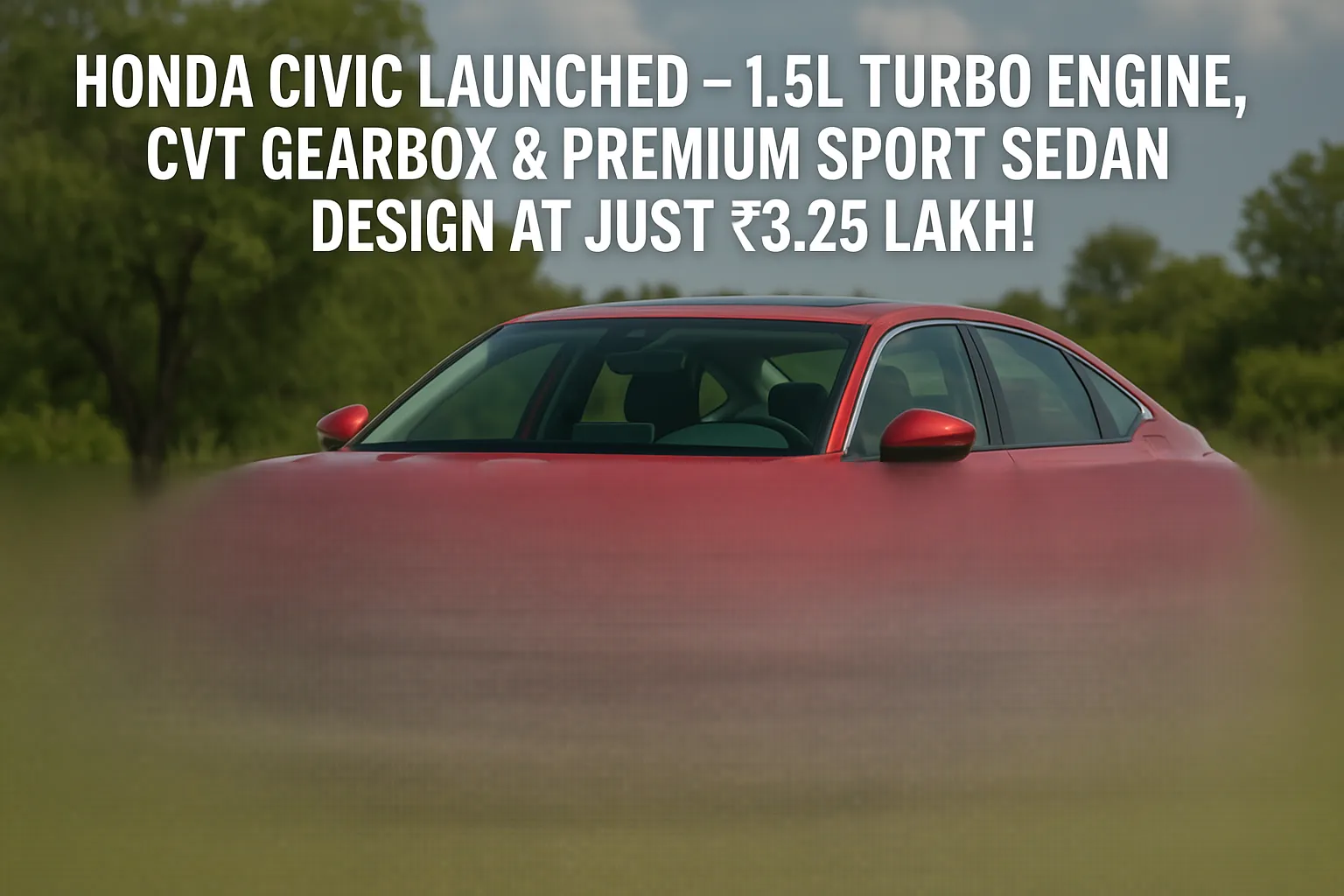 लाल Honda Civic 2025 स्पोर्ट सेडान, LED हेडलाइट और एयरोडायनामिक डिज़ाइन के साथ बाहर खड़ी हुई।